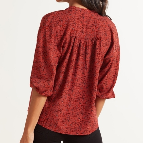 Roan + Ryan Evereve Red Olivia Leopard Blouse L NWOT - Picture 2 of 8